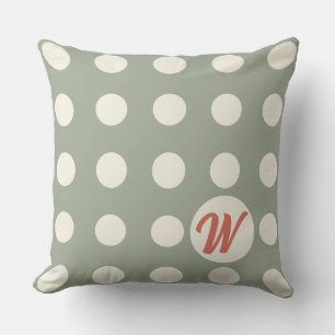 Monogram Polka Dots in zacht wit op elke kleur Kussen