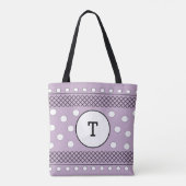 Monogram Polka Dots Pastel Paars Tote Bag (Achterkant)