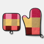 Monogram polka dots patroon ovenwant & pannenlap set (Voorkant)