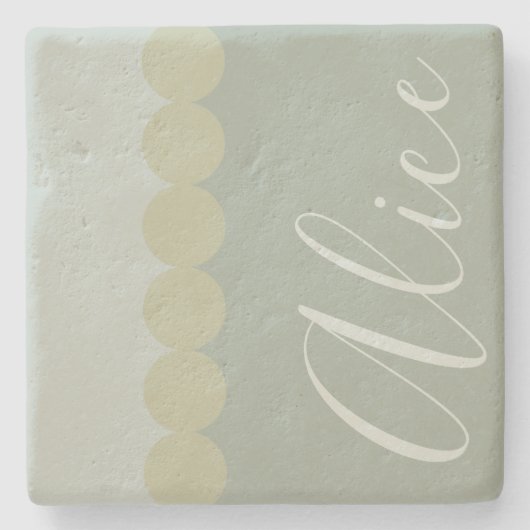 Monogram & Polka Dots Sandstone Onderzetter (Voorkant)