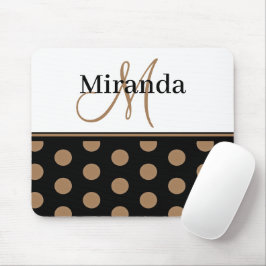 Monogram Polka Dots Zwart Wit Bruin Elegant Muismat