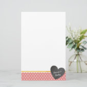 MONOGRAM polka stip krijtbord hart koraal Briefpapier (Staand voorkant)