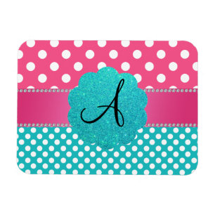 Monogram polka stippen diamanten roze magneet