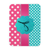 Monogram polka stippen diamanten roze magneet (Verticaal)