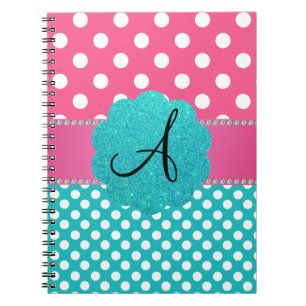 Monogram polka stippen diamanten roze notitieboek