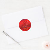 Monogram Polo Rider, gegaufreerd, rood metaaleffec Ronde Sticker (Envelop)