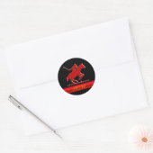 Monogram Polo Rider, gegaufreerd, rood metaaleffec Ronde Sticker (Envelop)