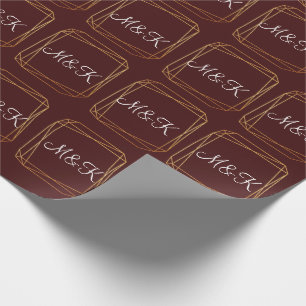 Monogram Polygonale Bourgondische Gouden Geometrie Cadeaupapier