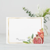 Monogram Pomegranaat Foliage Note Bedankkaart (Staand voorkant)