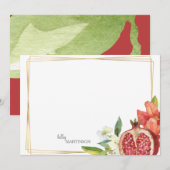 Monogram Pomegranaat Foliage Note Bedankkaart (Voorkant / Achterkant)
