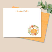 Monogram Pompoen Herfst Bloemenkrans Stationery Notitiekaartje
