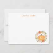 Monogram Pompoen Herfst Bloemenkrans Stationery Notitiekaartje (Voorkant)