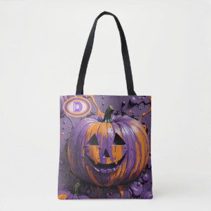 Monogram Pompoen Paarse & Oranje Feestelijke Tas