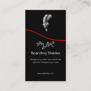 Monogram, Pony portret, rode swoosh Visitekaartje
