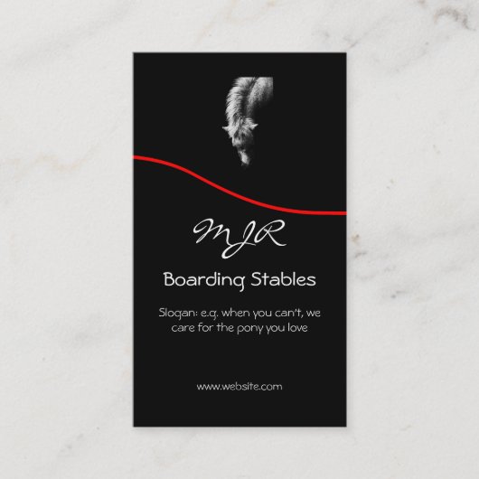 Monogram, Pony portret, rode swoosh Visitekaartje (Voorkant)