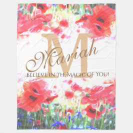 Monogram Poppy Field Waterverf Bloemen Deken