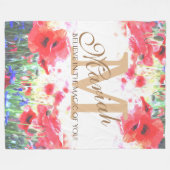 Monogram Poppy Field Waterverf Bloemen Deken (Voorkant (Horizontaal))