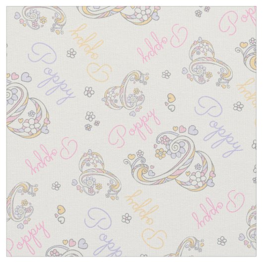 Monogram Poppy naam en letter P stof (Close Up)