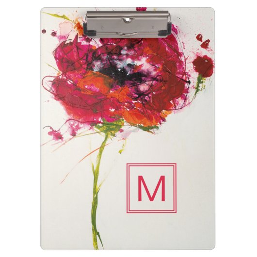 Monogram | Poppy on White Klembord (Voorkant)