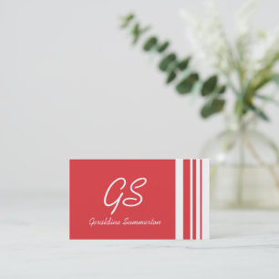 Monogram Poppy Red Trio Strepen met Wit Visitekaartje