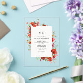 Monogram Poppy Wildflower Bloembruiloft Acryl Uitnodigingen (Insitu (Huwelijk))