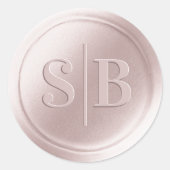 Monogram Porcelain Pink Wax Seal Weddenkers Ronde Sticker (Voorkant)