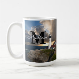 Monogram Portland Head Lighthouse en zonsondergang Koffiemok