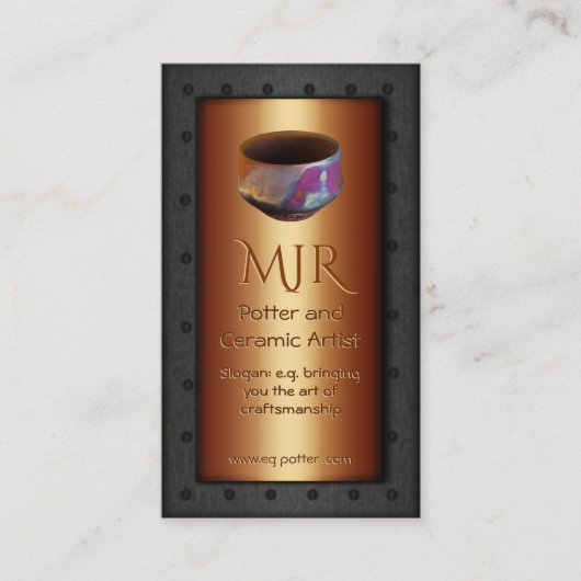 Monogram, Potter, gesneden stalen omhuld koper Visitekaartje (Voorkant)