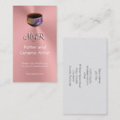 Monogram, Potter, keramische kunstenaar, roze, chr Visitekaartje (Voorkant / Achterkant)