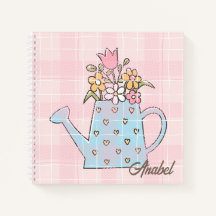 Monogram prachtig handgetekend botanisch roze blau