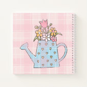 Monogram prachtig handgetekend botanisch roze blau notitieboek (Achterkant)