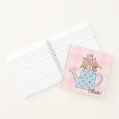 Monogram prachtig handgetekend botanisch roze blau notitieboek (Binnen)
