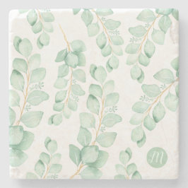Monogram prachtig Sage Green Eucalyptus Pattern Stenen Onderzetter