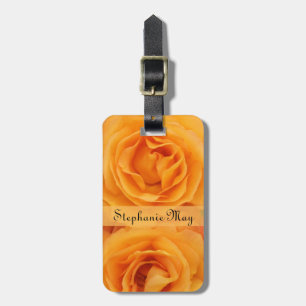 Monogram prachtige gele Oranje hybride thee Rozen Bagagelabel