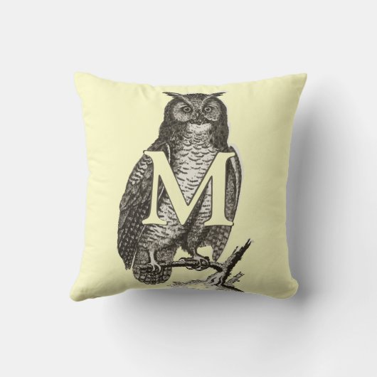 Monogram Prachtige  Ilustratie van de Owl Kussen (Achterkant)
