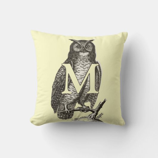 Monogram Prachtige Ilustratie van de Owl Kussen (Voorkant)