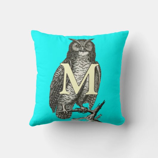 Monogram Prachtige  Ilustratie van de Owl Kussen (Achterkant)