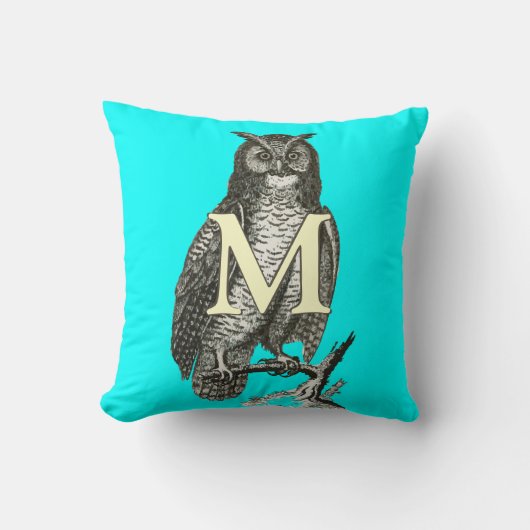 Monogram Prachtige  Ilustratie van de Owl Kussen (Voorkant)