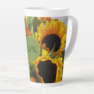 Monogram prachtige zonnebloemen Afdrukken 17 oz Latte Mok