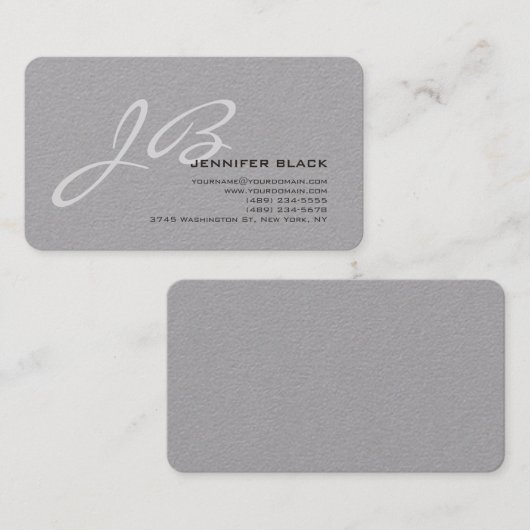 Monogram Premium grijs witte rand Visitekaartje (Voorkant / Achterkant)