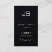 Monogram Premium - zwarte moderne Sjabloon - verti Visitekaartje (Achterkant)