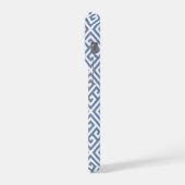 Monogram Preppy Blauw en Wit Griekse Sleutel iPhone Hoesje (Linkerkant)