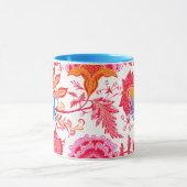 Monogram Preppy  Bloemen | Roze & Sinaasappel Mok (Midden)