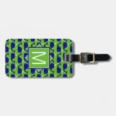 Monogram | Preppy Blue en Green Whales Bagagelabel (Voorkant horizontaal)