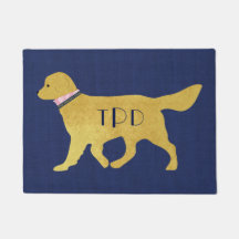 Monogram Preppy Golden Retriever Navy Jute