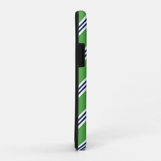 Monogram Preppy Green en Blauwe Stripes Case-Mate iPhone Case (Achterkant/rechts)