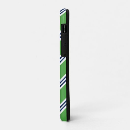 Monogram Preppy Green en Blauwe Stripes Case-Mate iPhone Case (Achterkant/links)