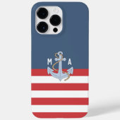Monogram Preppy kleuren navy en red Anchor Case-Mate iPhone Case (Achterkant)