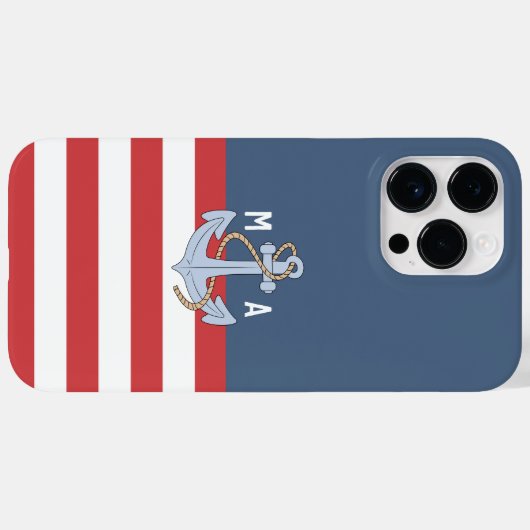 Monogram Preppy kleuren navy en red Anchor Case-Mate iPhone Case (Achterkant (horizontaal))