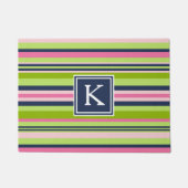 Monogram Preppy Limoen, Roze en Navy Stripe Deurmat (Voorkant)